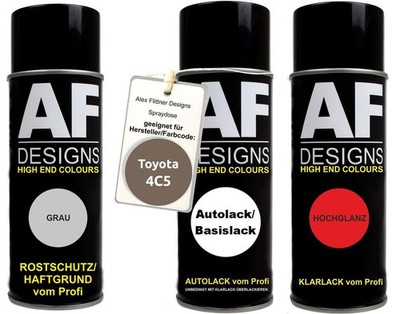 Spraydose Set für Toyota 4C5 Brown Metallic Autolack Klarlack Grundierung Sprayd