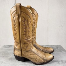Vintage Tony Lama Python Snakeskin Tan Cowboy Boots Men s 7.5 E Wide Black Label