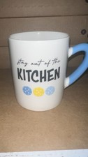Ceramic Pickleball Mug “Stay Out Of The Kitchen” In Blue And Yellow NEW