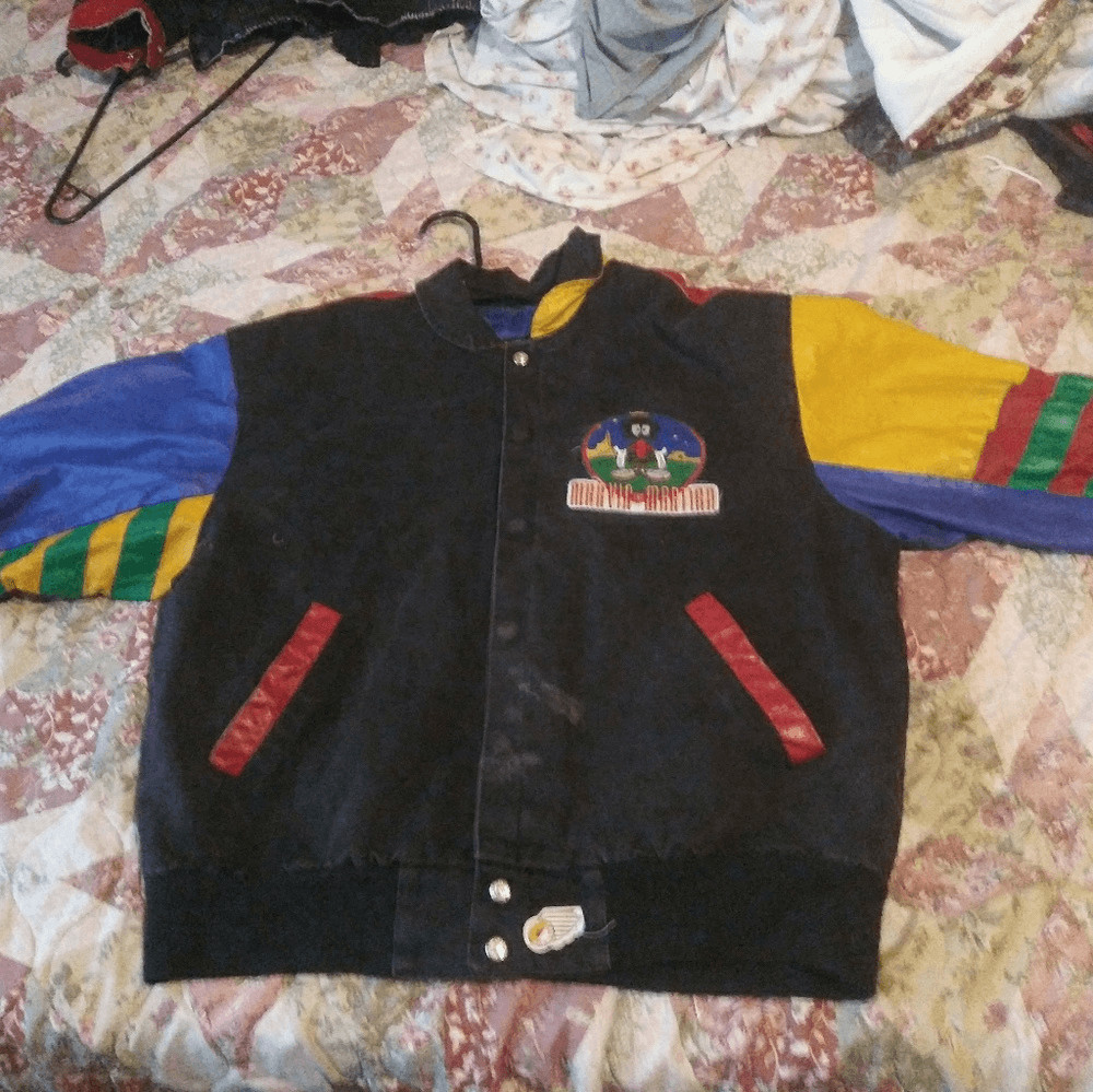Vintage Marvin The Martian leather jacket Jeff Hamilton nascar looney tunes