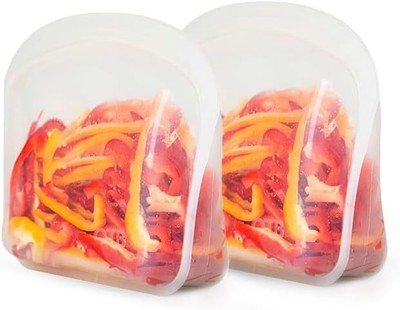 OTB Set of 2 Stand Up & Reusable Silicone Storage Bag, Silicone Food Storage Con