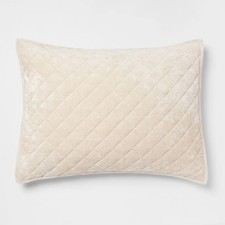 King Luxe Diamond Stitch Velvet Quilt Sham Khaki - Threshold:
