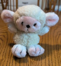 Vintage White Plush Lamb 1981 R Dakin 6 Baby Stuffed Animal Easter Pink Face