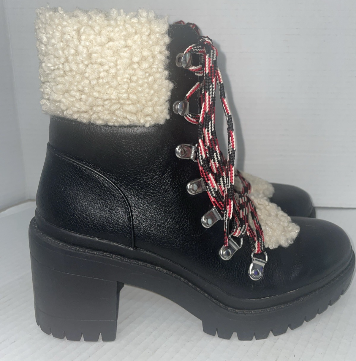 SAOLA Stivaletti filo universale donna 8 neri pelliccia sintetica stringati suola a strappo escursionista invernali