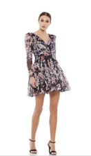 IEENA for Mac Duggal Floral Long Sleeve Tiered Mini Dress Size 12 NWT 55423