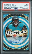 2024 PANINI ILLUSIONS MYSTIQUE AUTO-LIGHT BLUE #13 BRIAN THOMAS JR. 33/35 PSA 8