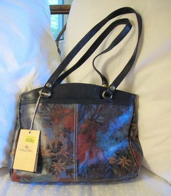 PATRICIA NASH Poppy Blue Forest  Leather Black Multi Shoulder NWT Handbag $229MS