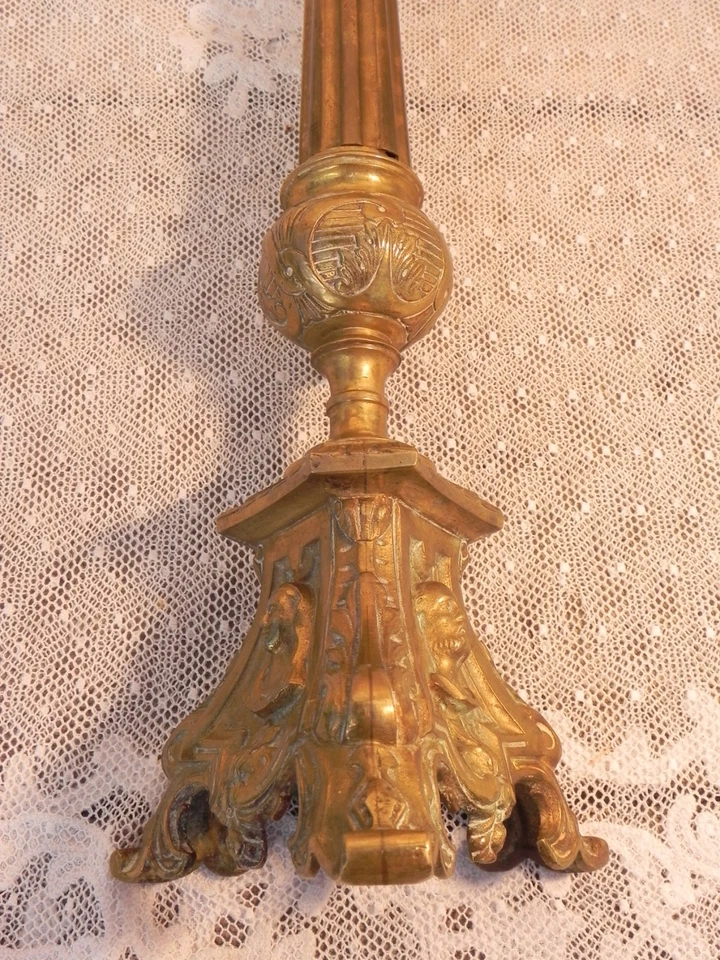 Ancien pique cierge candélabre bougeoir église déco XIX ème Noël - Photo 3/4