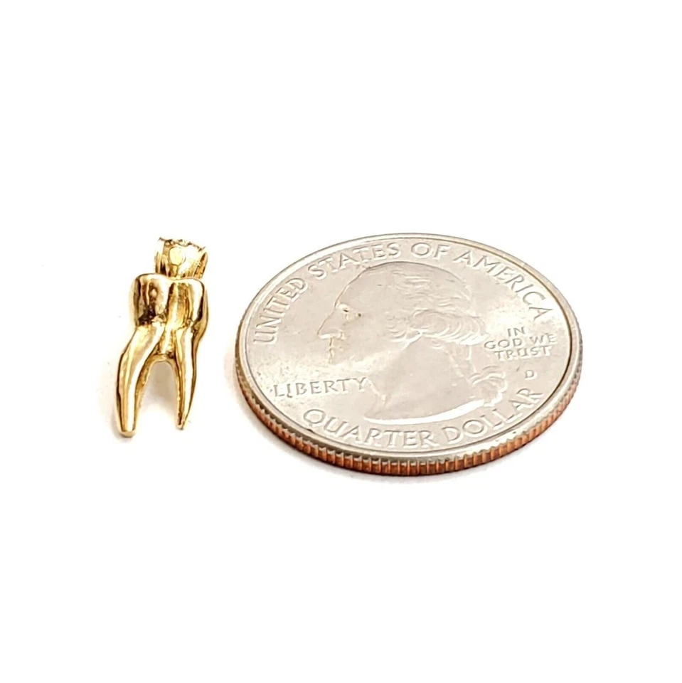 Новый 14k желтое золото твердое 3D зуб подвеска подарок ювелирных изделий 1,6 г - Изображение 3 из 4