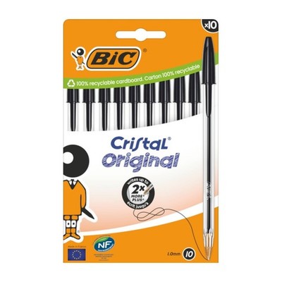 BIC Cristal Kugelschreiber 1,0 mm Spitze 0,32 mm Linie schwarz - 10er Pack (516353)
