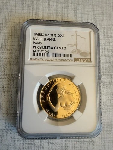 Haiti 1968 IC Marie Jeanne 100 Gourdes Gold NGC PF68 ULTRA CAMEO SKU#7359