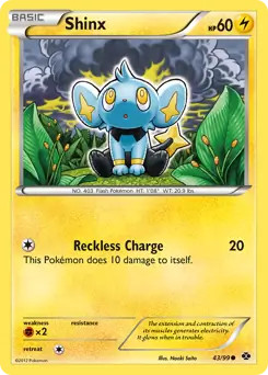 Shinx - 43/99 - Pokemon Next Destinies Black & White Cracked Holo Rare Card NM