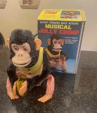 Vintage Musical Jolly Chimp Clapping Cymbal Monkey #4910 Tested Works Box Video