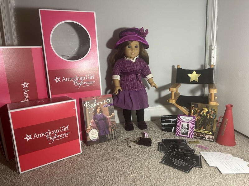 American Girl BeForever Rebecca 18" Doll Lot w/ Chair, Accessories, Book