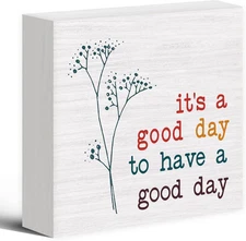 Its a Good Day To Have a Wood Box Sign Desk Decor, Rustic White 