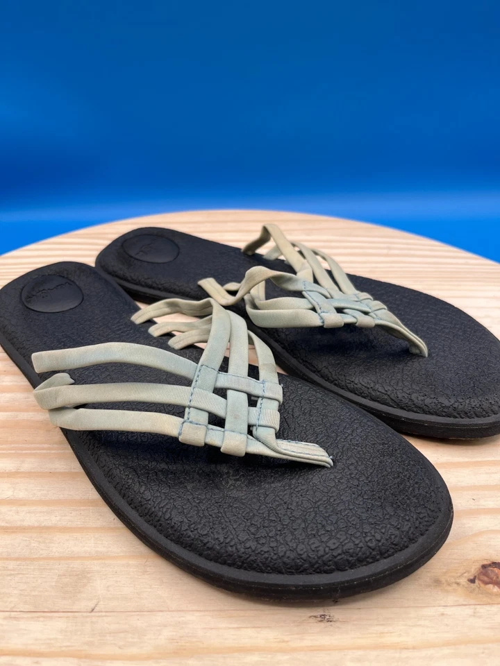 Sandalias Sanuk Yoga Salty Chanclas Para Mujer Talla 8 Verde Ligeras con Tiras Foto 3 de 4