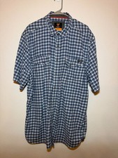 Hawx Work Gear Men’s Plaid Short Sleeve Button-Up Shirt – XL Tall blue/white