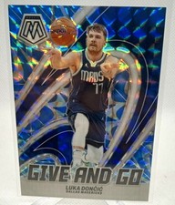 2023-24 Panini Mosaic #11 Luka Doncic Give and Go Mosaic Reactive Blue #/99