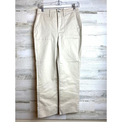 NYDJ Womens 2 Beige Straight Roll Cuff Utility Cargo Denim Casual Pants NWT