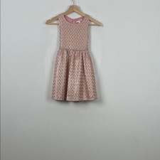 Tahari Girl Elegant Pink Gold Trim Rhinestone Metallic Sleeveless Girl's 6 Dress