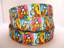 Goofy 1" Grosgrain Ribbon YOUR CHOICE 5 or 10 Yard Cartoon Micky Mouse Friend 