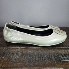 Ballerine da viaggio Tory Burch Minnie da donna taglia 6 scarpe da ballo argento