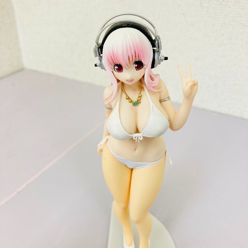 Super Sonico with Pochaco Figure No Box Bikini White Girl Anime Manga Kawaii - Picture 23 of 24
