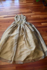 Vintage 1990s Jessica Mcclintock Prom Dress Bridesmaid Gown Gold Shimmery Sz 12