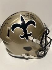 PAT SWILLING 4 Inscriptions Signed New Orleans Saints FS Full Size Helmet BAS