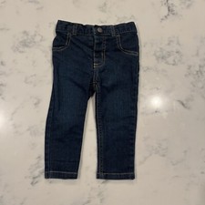 Carters Jeans Girls Size 12 M Dark Wash Embroidered Straight Leg Part Elastic