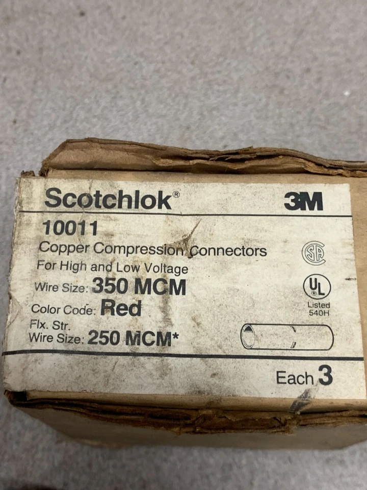 BOX OF 3 NEW 3M SCOTCHLOK COPPER COMPRESSION CONNECTORS 10011 - Image 3 of 4