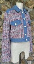 HOUSE OF HARLOW 1960 Denim Tweed Crop Jacket Women  s Size Medium NWT