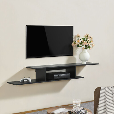 TV-Wandregal Støvring 150x21x25 cm Schwarz [en.casa]