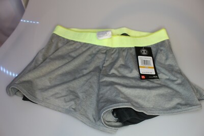 NEW UNDER ARMOUR [S] Womens LOOSE-FITTED 2-in-1 Shorts-Gray/yellow 1290800