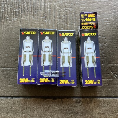 Lot Of 4 Satco S3120 Bulb 20W Watt T3 Clear 12V 2-Pin Bi-Pin G4 2900K ...