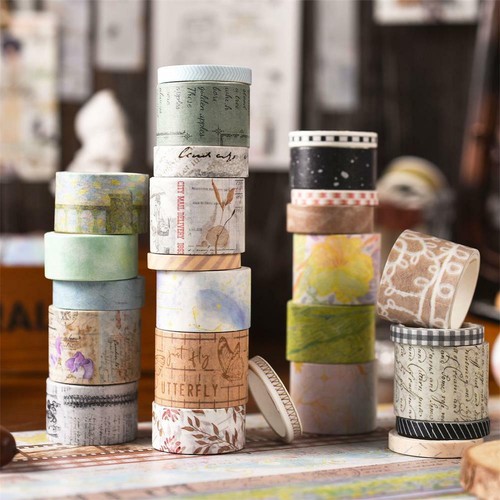 20 Rolls Vintage Plants Adhesive Washi Tape Junk Journals Scrapbooking Stickers - Picture 4 of 20
