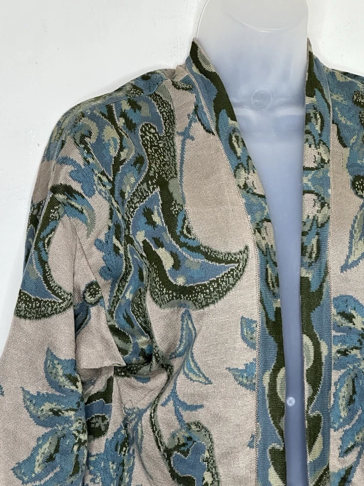 Перуанский кардиган Connection с открытой передней частью свитер пима хлопок синий дамасский дефект - Изображение 2 из 4