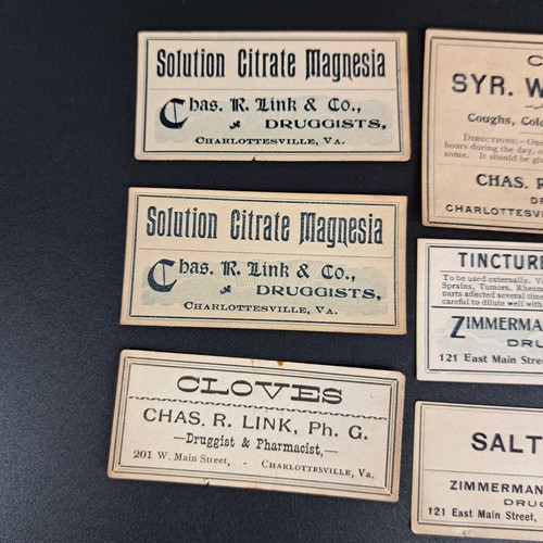 Etiquetas de medicamentos de farmacia originales de colección CHAS R LINK, ZIMMERMAN Charlottesville VA - Imagen 2 de 7
