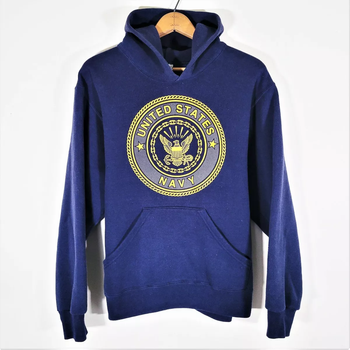 Vintage USA Made Soffe Hoodie Sweatshirt US Navy Military 80s 90s USN 50 50 Sz S