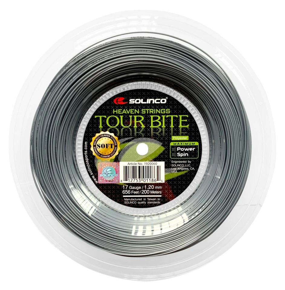 Solinco TOUR BITE SOFT 17 1.20mm (silver) 656ft 200m Tennis String Reel