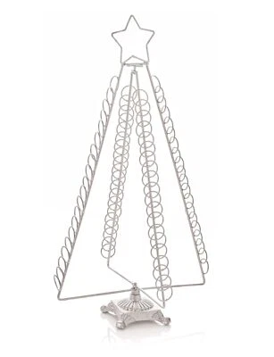 PREMIER Christmas Tree Greetings Card Holder Metal Silver Tree Shape Holds 80 Cards 50cm