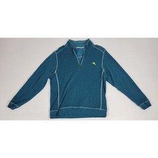 Tommy Bahama Mens Medium Quarter Zip Pullover Blue/Green Sweater 183-T220818