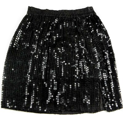 Cee Cee Mini Skirt Womens 26 Size S Black Silk Sequin Pull On Lined