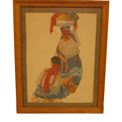 3 Signed Frederick Crocker jr. lithographs of Guatemalan Indians plus 4th piece 