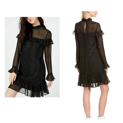Betsey Johnson Black Rainbow Glitter Dot Tiered Ruffle Long Sleeve Dress Size 2 | eBay Betsey Johnson Black Rainbow Glitter Dot Tiered Ruffle Long Sleeve Dress Size 2 | eBay