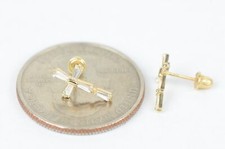 14K Yellow or White Gold Cubic Zirconia Cross Earrings