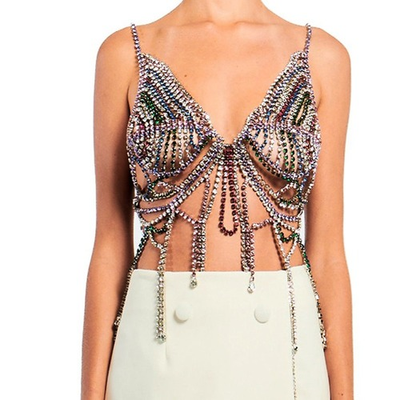 New Tassel Luxury Chain Rhinestone Bra Bikini Harness Mesh  display picture 3