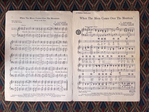 When the Moon Comes Over the Mountain Vintage Sheet Music 1931, Kate Smith - Picture 2 of 3