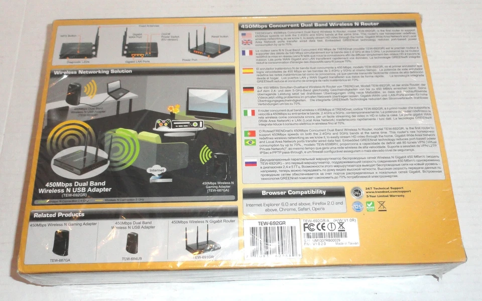 Trendnet TEW-692GR 450Mbps Concurrent Dual Band Wireless N Router NEW READ - Image 2 of 2