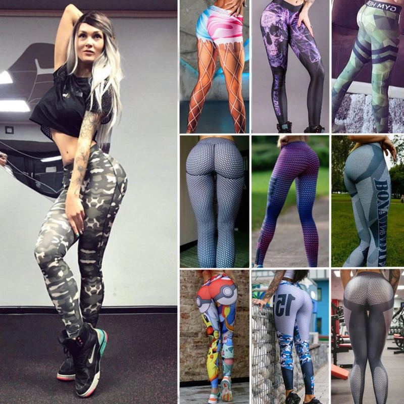 Hot Sale Womens Sports Gym Yoga Workout High Waist Running Pants Fitness  Legging